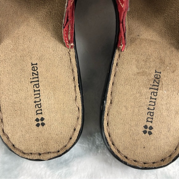 NATURALIZER RED PEBBLE LEATHER CADELL SANDALS/SLIDES SIZE 8 1/2 /8•5 - Picture 8 of 10